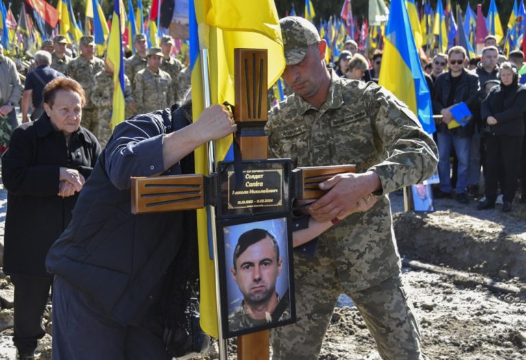 Funeral ceremony for three fallen Ukrainian servicemen in Lviv