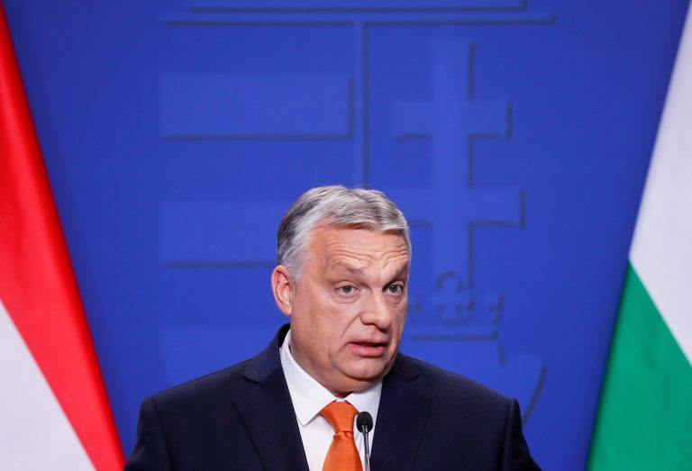 Hungarian PM Orban speaks during news conference in Budapest
